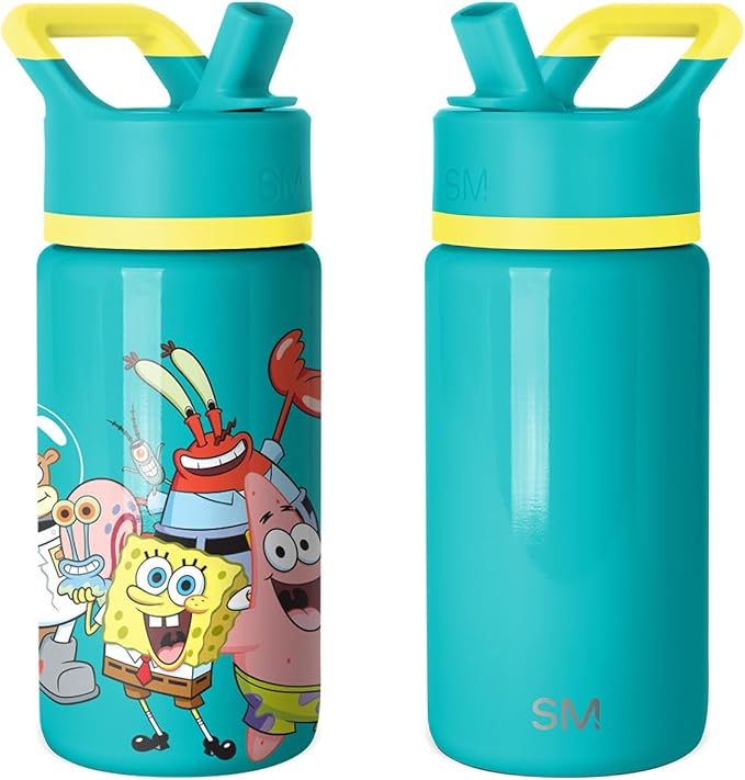 Simple Modern Kids Summit Water Bottle with Straw Lid | SpongeBob 14oz Insulated Stainless Steel Cup for Boys, Girls, School | SpongeBob Pals