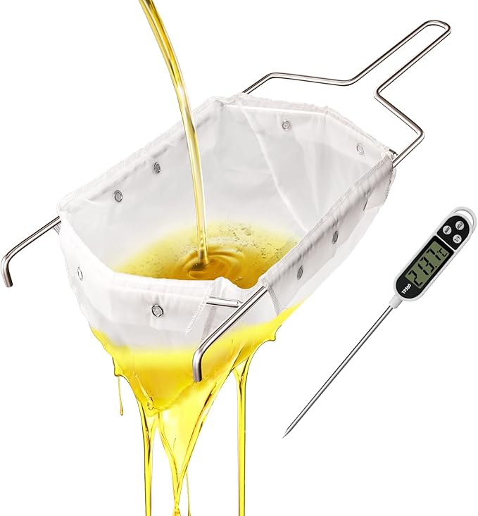 Fryer Filter Bag & Frame Set, Reusable Oil Strainer for 70 lb Cooking Oil