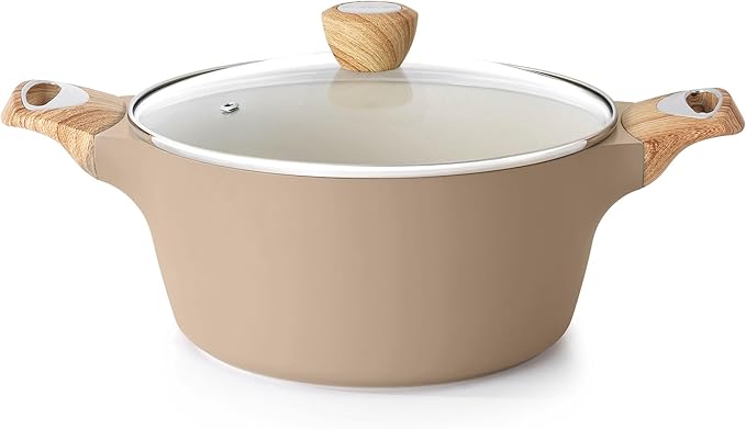 SENSARTE Nonstick Stock Pot with Lid, 2.6/4.5/6.6/8.5/11 QT Soup Pot Casserole Pot, Healthy Pasta Pot, Large Deep Cooking Pot, Big Sauce Pot Stew Pot, Induction Compatible, PFOA PFOS APEO Free, Black
