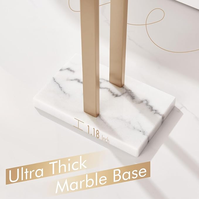 KOKOSIRI Standing Towel Rack for Bathroom Floor 2-Tier Towel Holder Free Stand with Heavy Marble Base Thicken Steady Champagne Bronze Stainless Steel THS0005-CPG