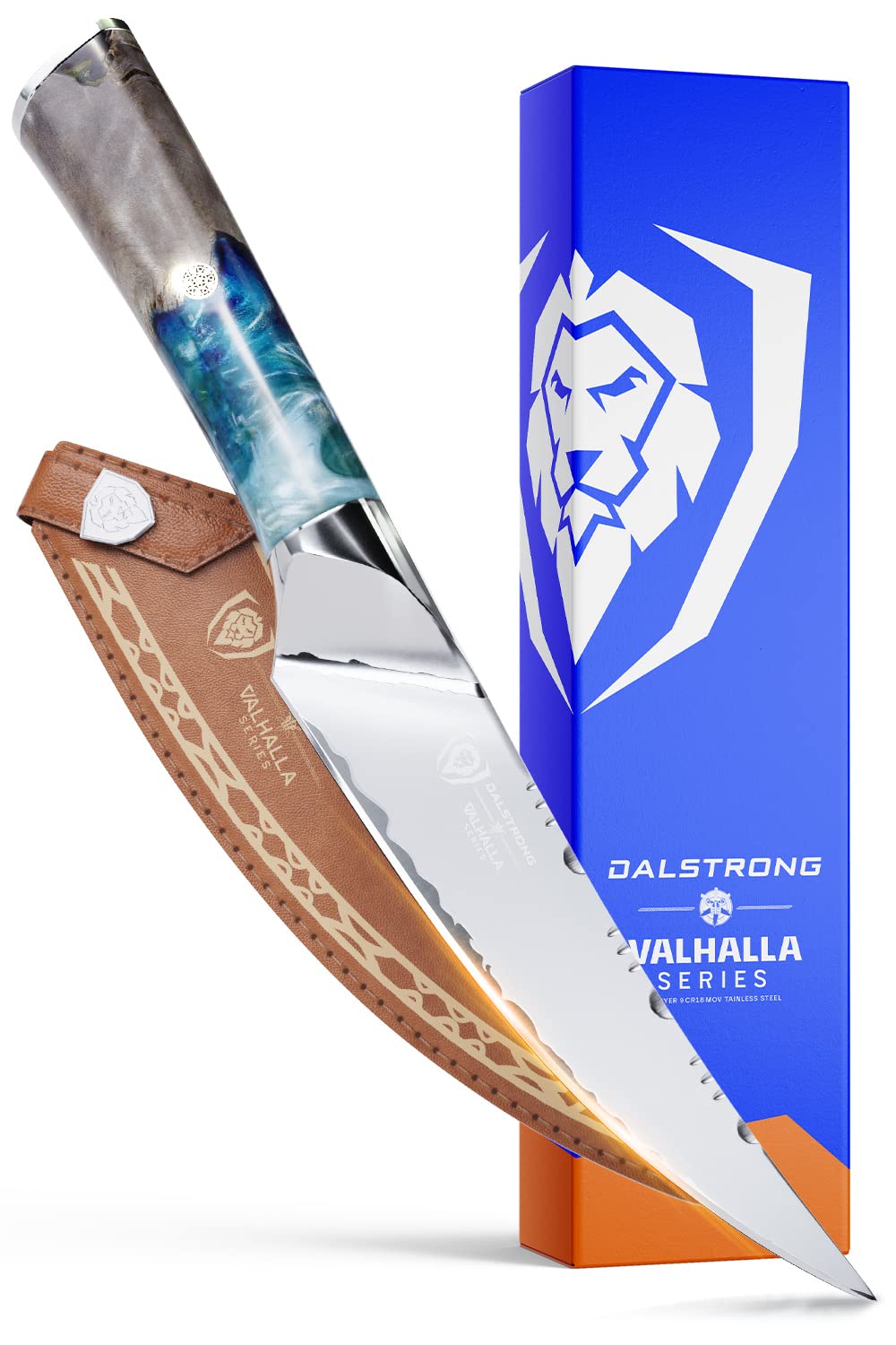 Dalstrong Fillet Knife - 6.5 inch - Valhalla Series - 9CR18MOV HC Steel - Celestial Resin & Wood Handle Gift Kitchen Knife - Meat Cutting, Carving, Bone, Deboning, Boning - Leather Sheath