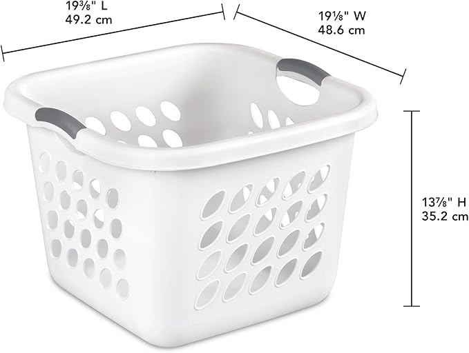 1.5 Storage Bushel Square Laundry Basket Plastic, Laundry Hamper White