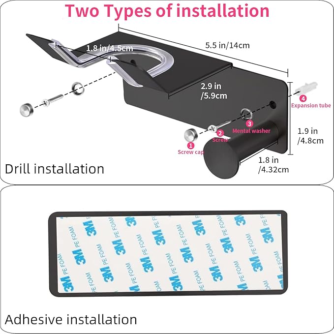 Hair Dryer Holder, Hair Dryer Holder Wall Mounted, Self Adhesive Blow Dryer Holder, Stainless Steel Hair Dryer Stand, Hairdryer Holder for Bathroom Black BANJEKT