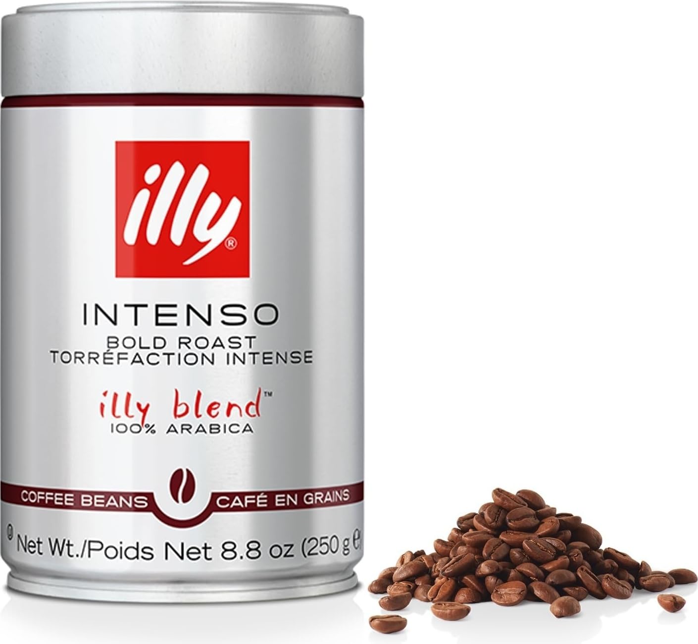 Illy Intenso Whole Bean Coffee, Dark Roast, Intense, Robust And Full Flavored With Notes Of Deep Cocoa, 100% Arabica Coffee, No Preservatives, 8.8 Ounce (Pack Of 1)