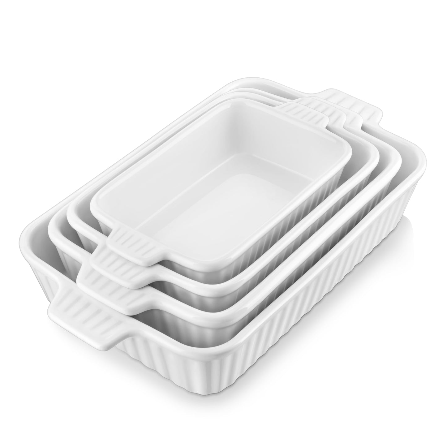 MALACASA Ceramic Casserole Baking Dishes Set of 4, Red with Handles