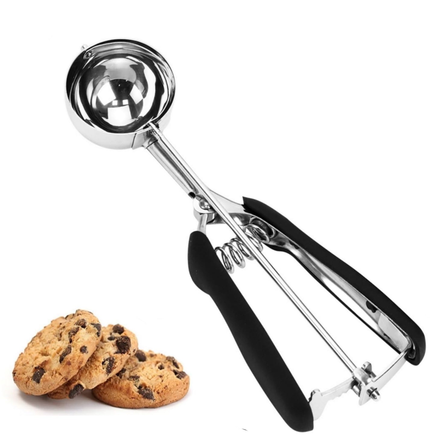 Cookie Scoop, Ice Cream Scoop, 1Tbsp/15 ml/0.5oz Cookie Scoops for Baking, 18/8 Stainless Steel Cookie Scooper for Baking, Cookie Dough Scoop with Non-slip Grip (Red)