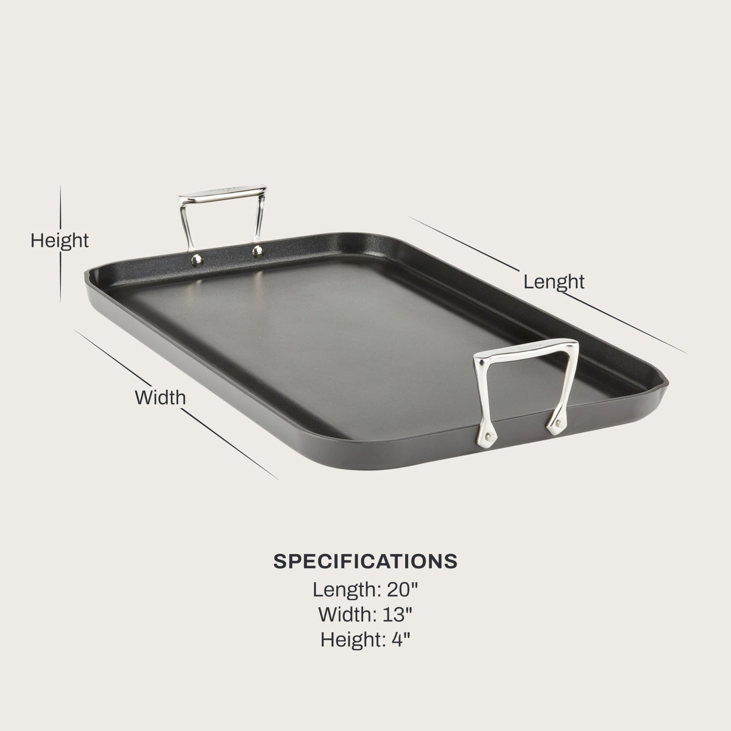 All-Clad HA1 Hard Anodized Nonstick Griddle 13x20 Inch Oven Broiler Safe 500F Pots and Pans, Cookware Black