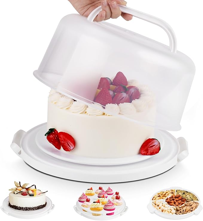 Cake Holder, BPA-Free 10 inch Cake Container with 2 Handles Cupcake Carrier