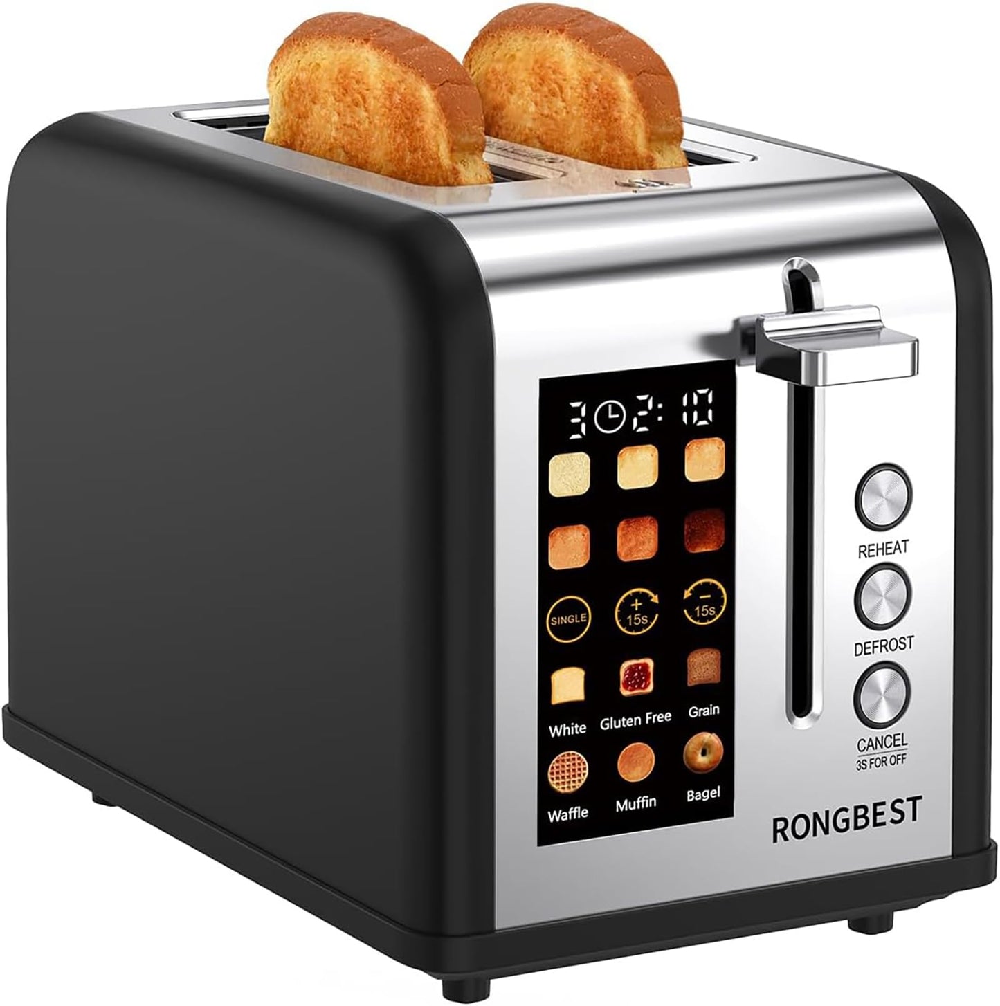 2 Slice Toaster Touch Screen with Wide Slot, Single-slice Mode, Cream Color