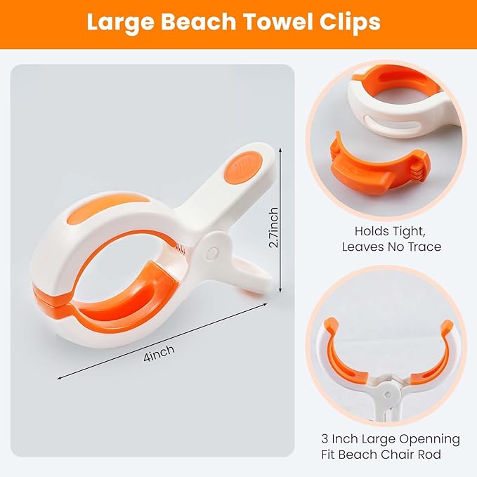Beach Towel Clips for Beach Chair Towel Holder for Beach Chair Pool Chair on Cruise-Jumbo Size,Plastic Strong Beach Chair Clips to Keep Your Towel from Blowing Away,Heavy Duty and in Bright Colors