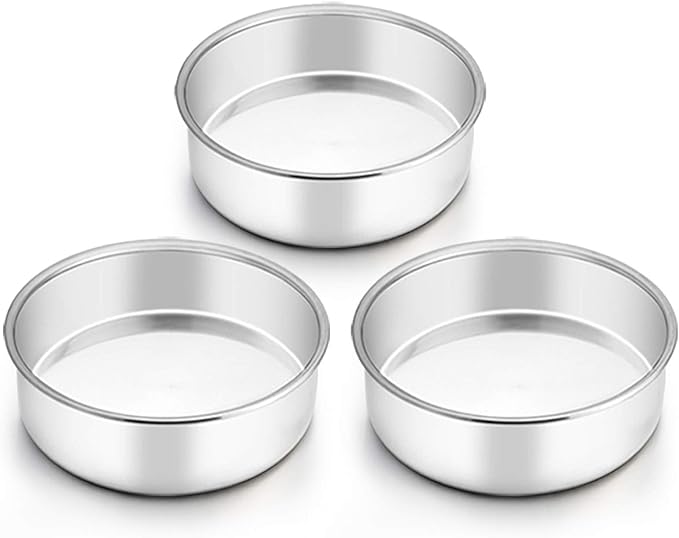 TeamFar 6 Inch Cake Pan, Stainless Steel Round Smash Cake Pan Baking Pans