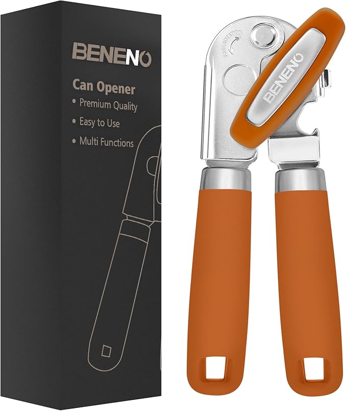 Beneno Heavy Duty Hand Can Opener Manual with Magnet Lid Remover, Green