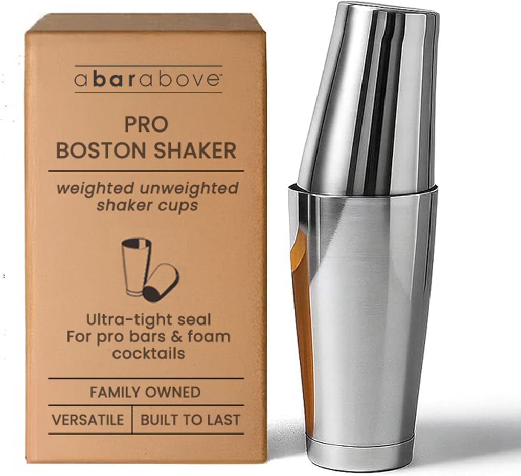 A Bar Above Boston Cocktail Shaker Set, 2 Piece, 18 and 28 Oz Tins, Gold