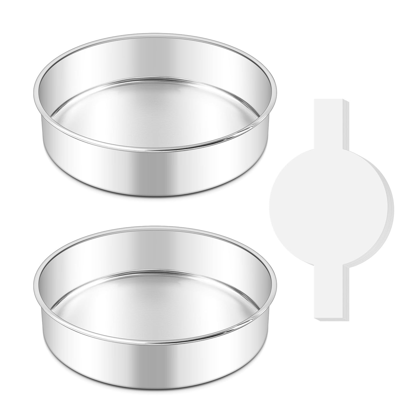 LIANYU 9 Inch Round Cake Pan Set of 2, Stainless Steel Layer Pan for Baking