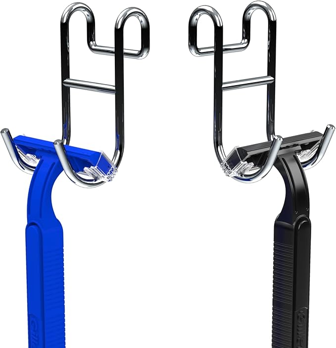 Shower Caddy With Hooks - Razor Holder and Loofah Hanger 2 Pack Silver