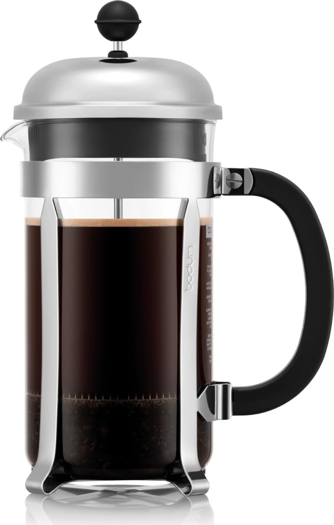 Bodum 51oz Chambord French Press Coffee Maker, High-Heat Borosilicate Glass, Polished Stainless Steel – Made in Portugal