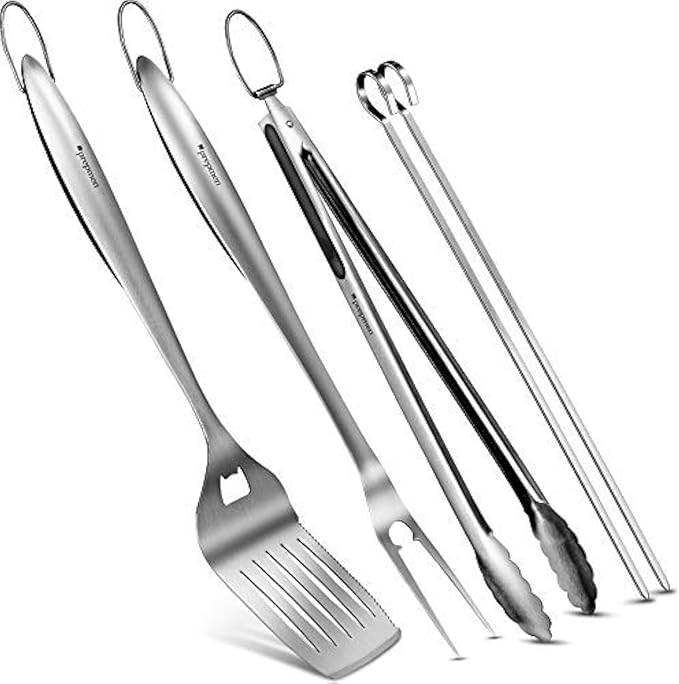 BBQ Set Heavy Duty grilling Utensils 3 piece set. Spetula, Fork Tong. (3 Piece)