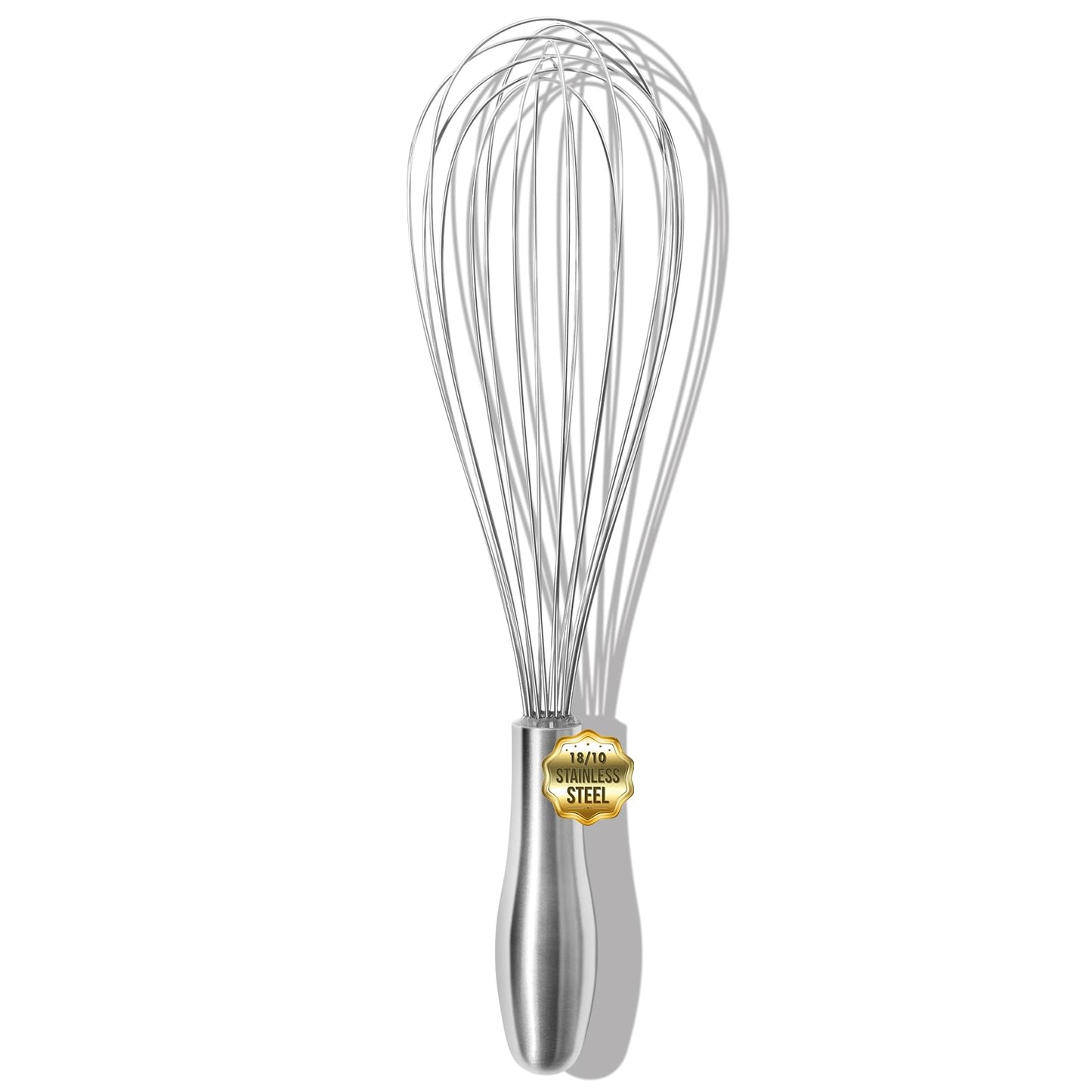 OYV 18/10 Stainless Steel Whisk, Ergonomic Handle, Dishwasher Safe Metal Whisk, Professional Wisk for Kitchen Cooking, Perfect for Blending, Whisking, Baking, and Beating, 10-Inch Wire Wisk