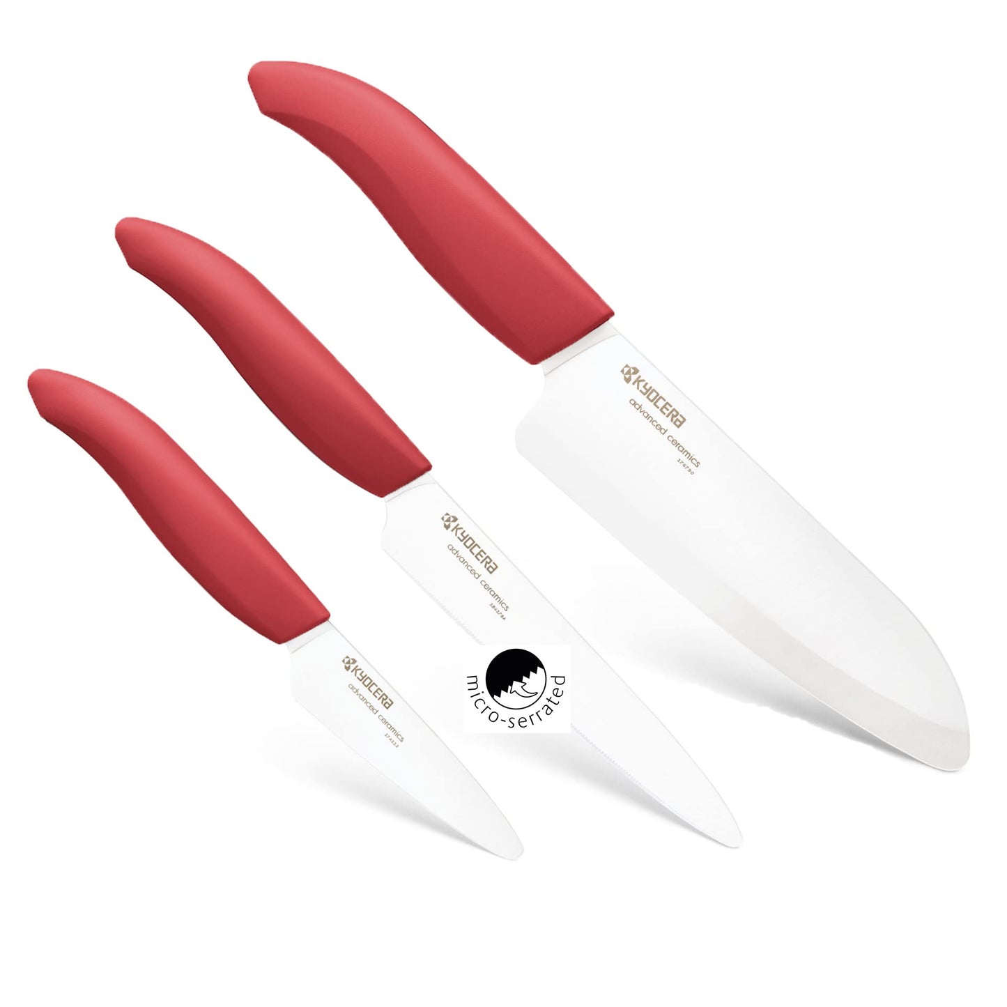 Kyocera Revolution 3pc ceramic knife set, 6", 5" and 3", Black