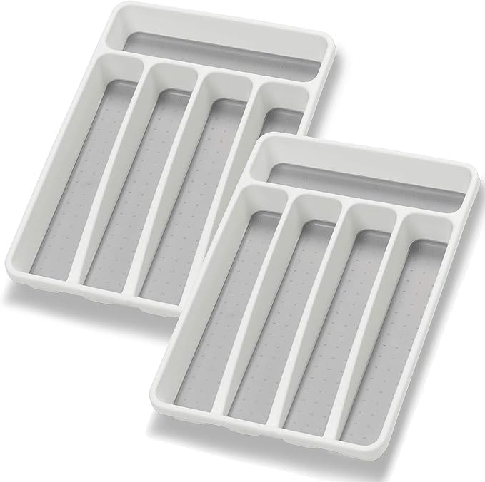 Loyareal Silverware Organizer Utensil Organizer Holder Kitchen Drawer Organizer Plastic Silverware Tray for Drawer Flatware Organizer 6 Compartment White