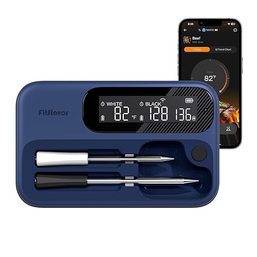 WiFi Bluetooth Meat Thermometer 2 Probes, IP67 Waterproof for Smoker Oven Cooking Large