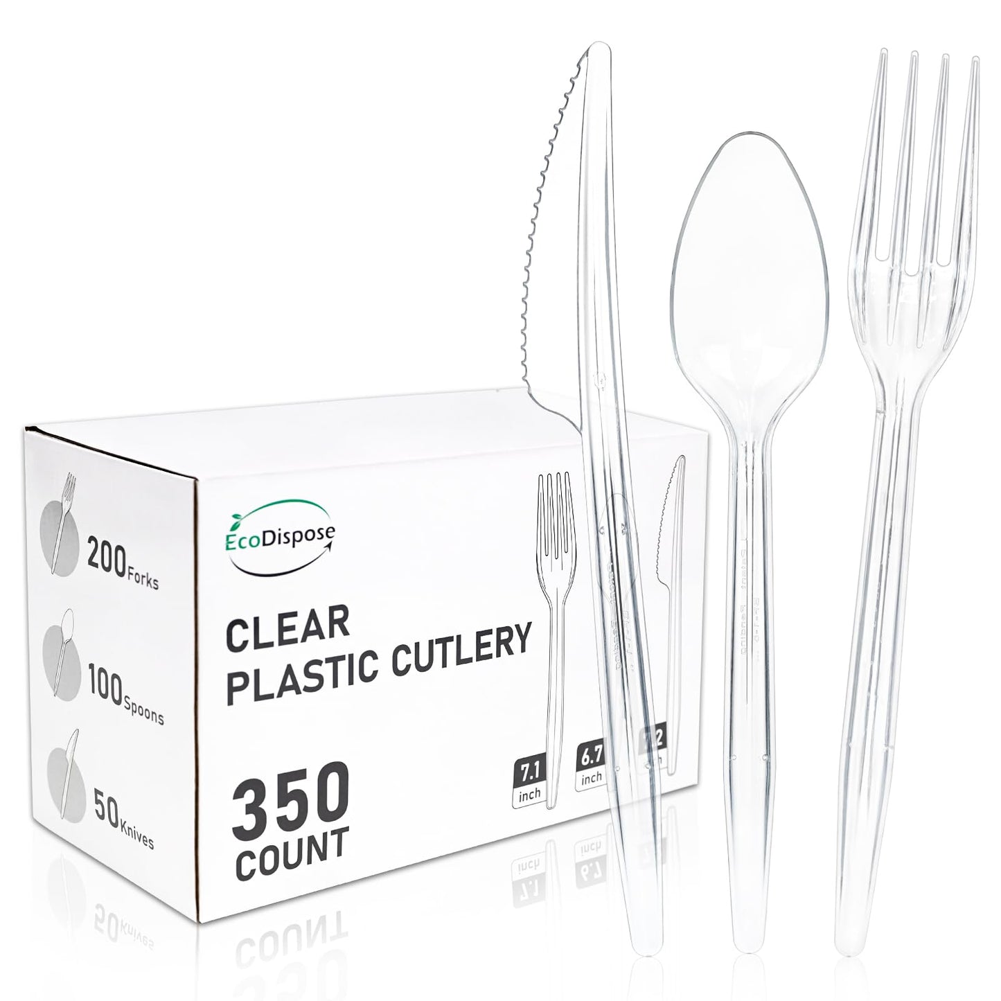 EcoDispose 72 Count Plastic Cutlery Set, 24 Knives, 24 Forks & 24 Spoons