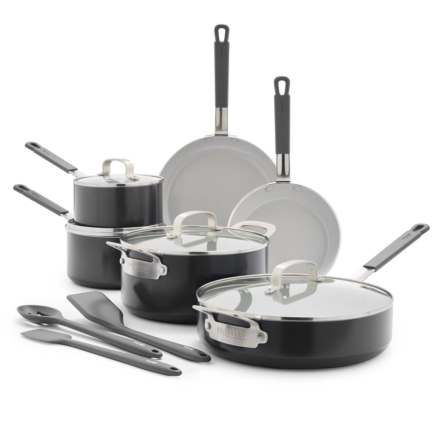 GreenPan x Bobby Flay 13 Piece Ceramic Nonstick Cookware Set, Cream White