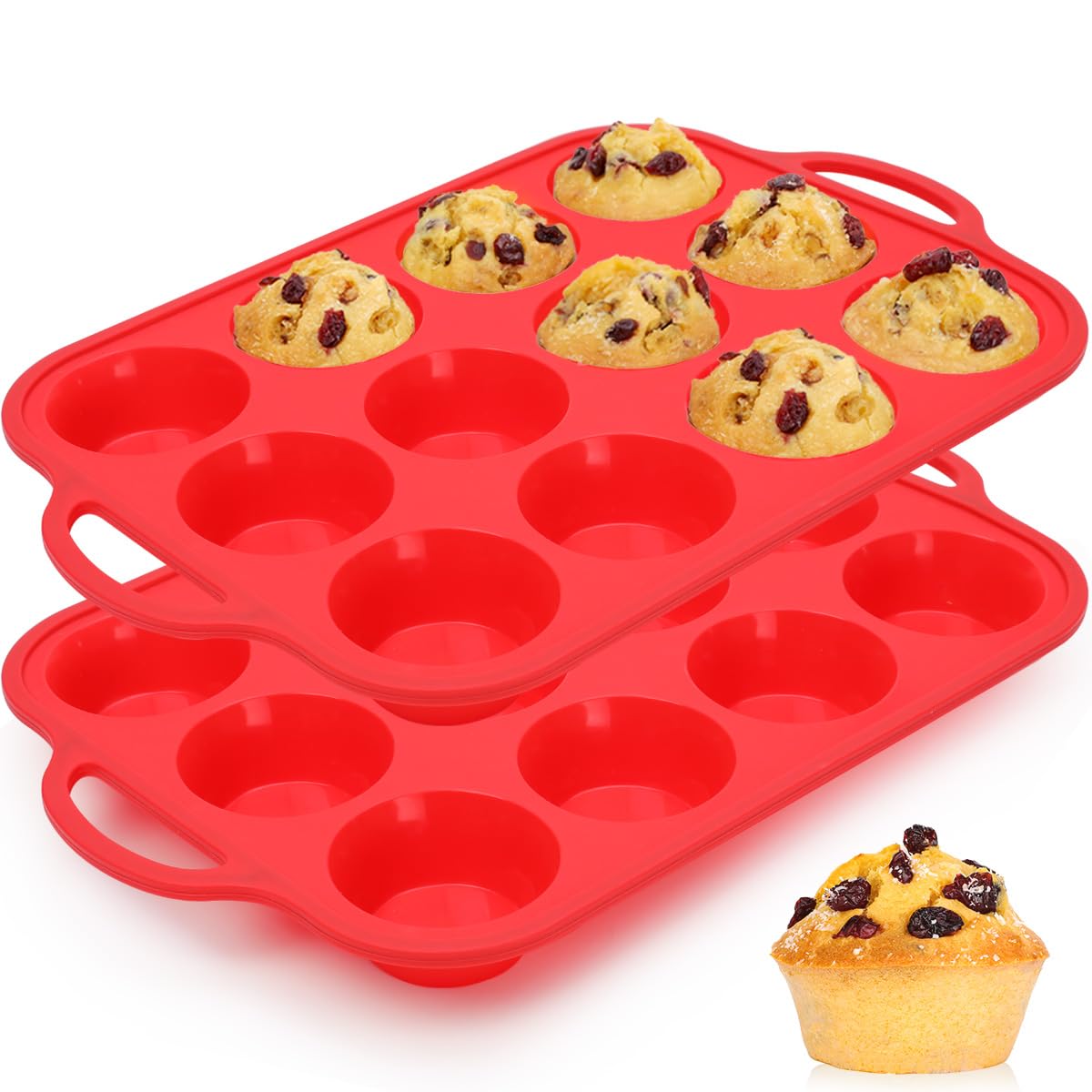 12 Cups Silicone Muffin Pans for Baking Cupcake Pan Nonstick Silicone Molds