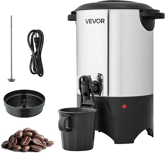 VEVOR Commercial Coffee Urn 60 Cups, 9.5 qt Hot Beverage Dispenser