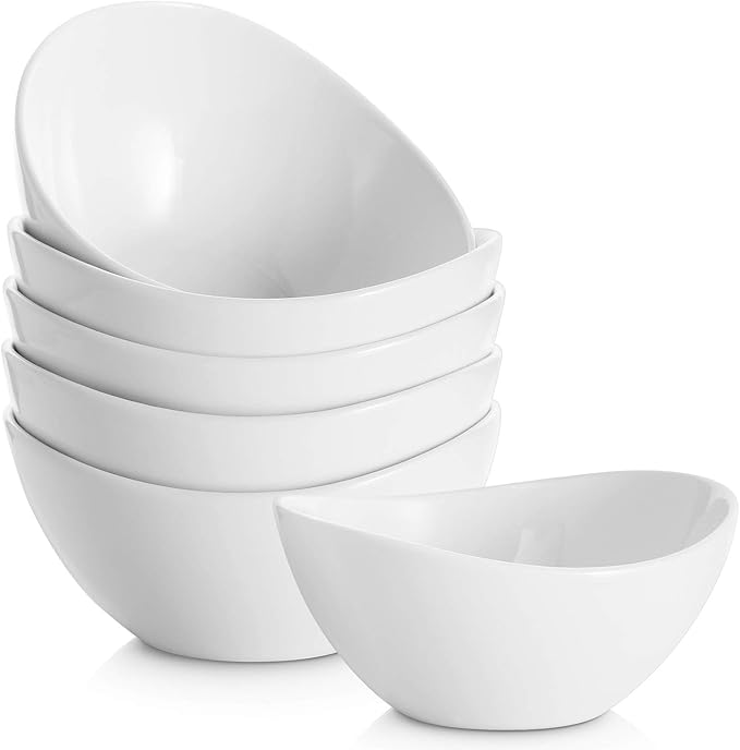 Samsle Porcelain Large Serving Bowl Set (9 inch),48 Oz Big Salad bowls, Large Serving Dishes for Entertaining, Party Dinner,Side Dishes, Oval Shape, Microwave & Dishwasher Safe,Set of 2, White