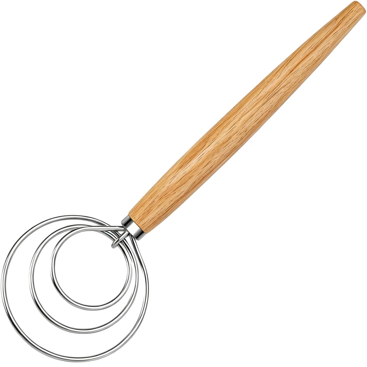 Maxjoy Danish Dough Whisk, Stainless Steel Wood Handle for Sourdough Bread