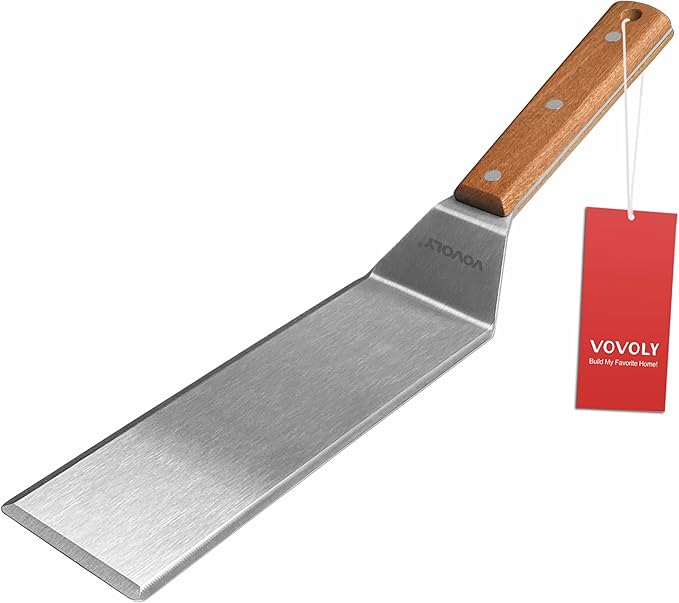 Small Spatula for Cast Iron Skillets, Full Tang silicone Handle, Heat Resistant, Commercial Grade Heavy Duty Turner, Press Burger Spatula Turner for Flipper, Cooking, Serving, 2.7" Wide