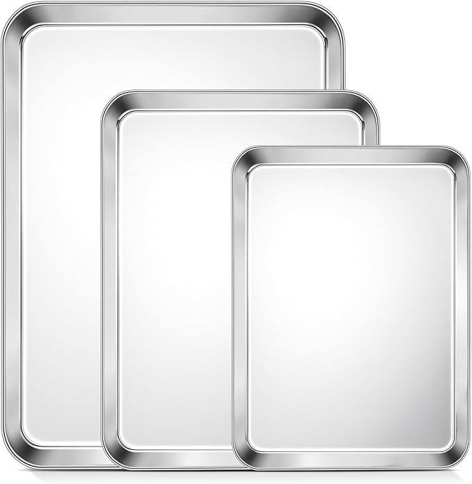 TeamFar Baking Sheet, Cookie Sheets Baking Pans Set of 3, 16/12.5/9.3 Inch