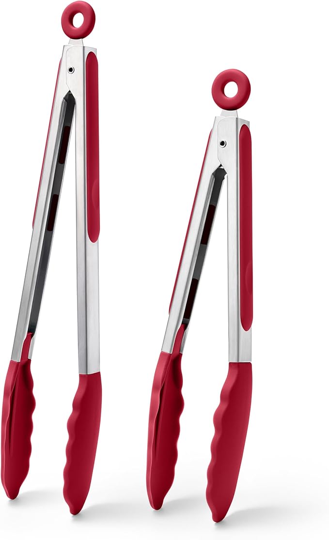 Doosu Kitchen Tongs with Silicone Tips for Cooking Serving (16in, Aqua Sky)