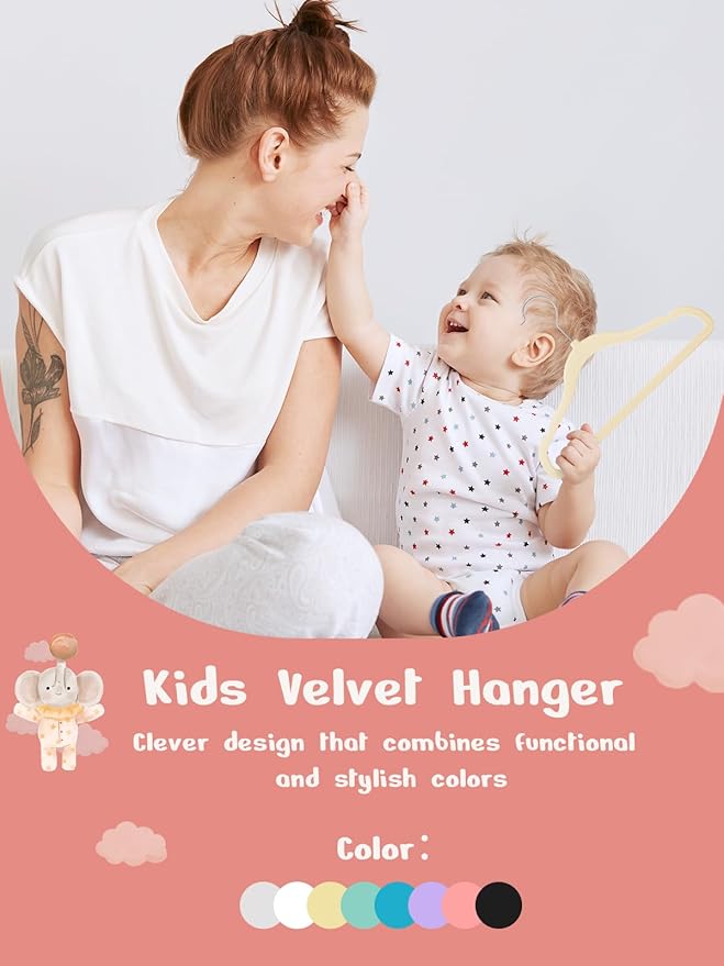 HOUSE DAY 11 Inch Velvet Baby Hangers 50 Pack Beige, Premium Kids Hangers for Children, Infant & Toddler Clothes, Durable Non Slip Small Baby Felt Hanger for Closet, Ideal for Everyday Use