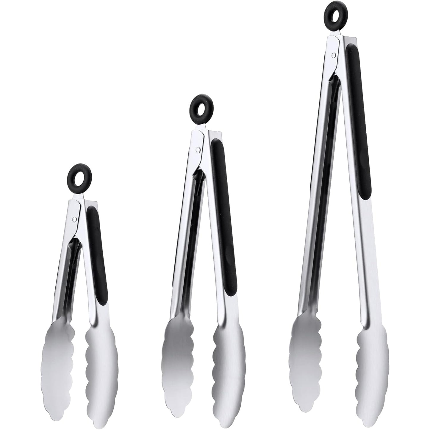 7-Inch Stainless Steel Kitchen Tongs Set, for Cooking Serving (7", 3PCS)