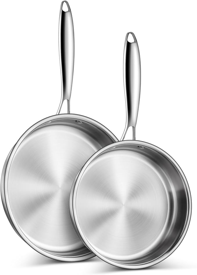 P&P CHEF 12 Inch 3-Ply Stainless Steel Frying Pan Skillet, 1 Piece