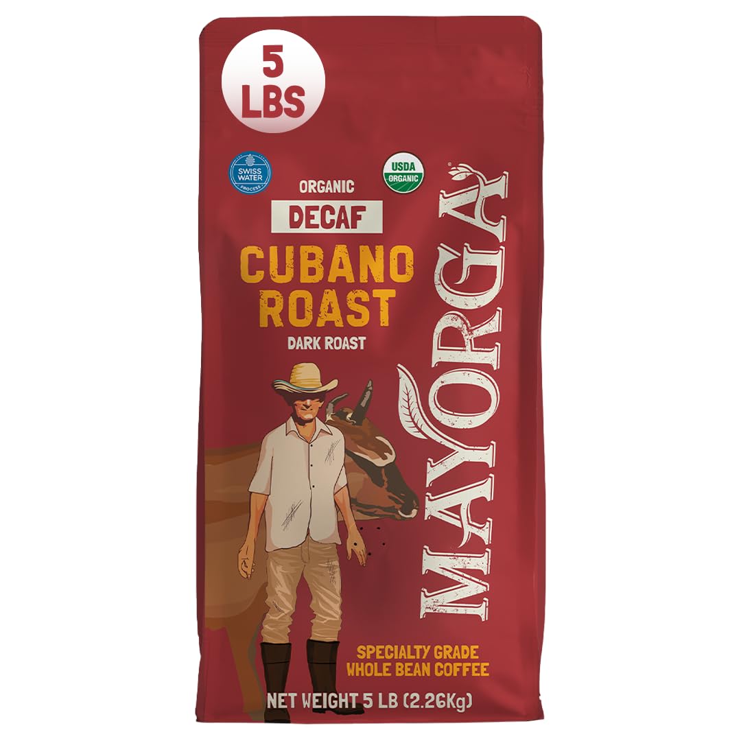 Mayorga Organic Coffee 12oz Cafe Cubano Roast - Dark Roast Whole Bean Coffee Specialty Grade, 100% Arabica, Slow Roasted, Bold and Smooth Flavor with Low Acidity - USDA Organic, Non-GMO, Kosher,