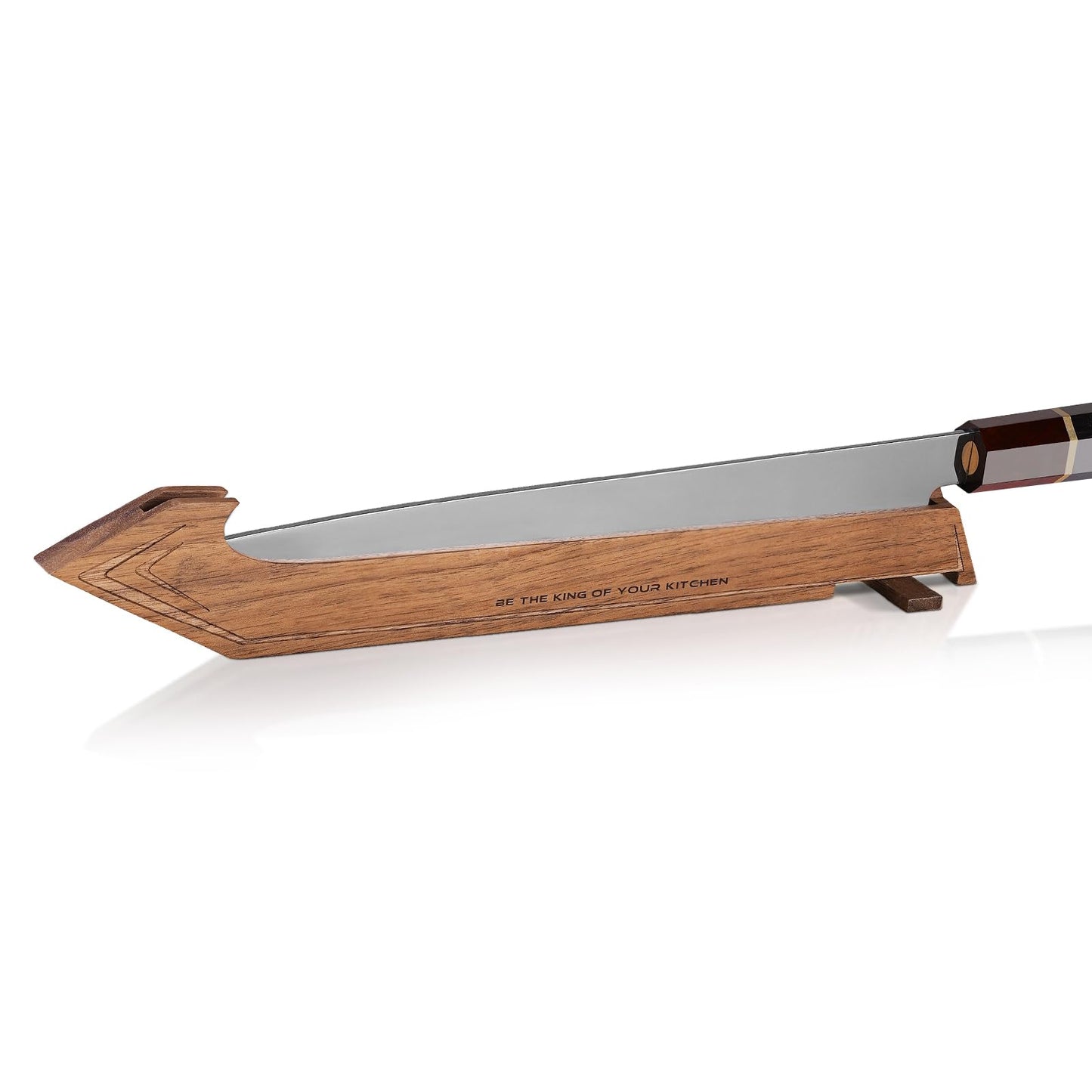 FINDKING Magnetic Edge Guard with Stand, Walnut Wood Blade Cover & Mini Knife Block for Counter Storage, Portable Protector for 5" Paring Knife