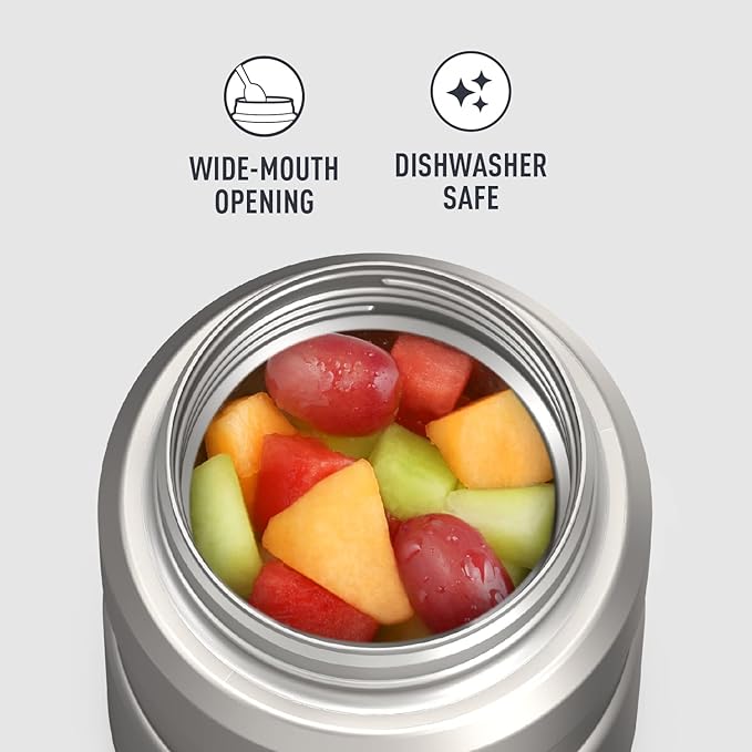 THERMOS Stainless King Vacuum-Insulated Food Jar with Spoon,16 Ounce,Matte Stainless Steel,(Pack of 4)