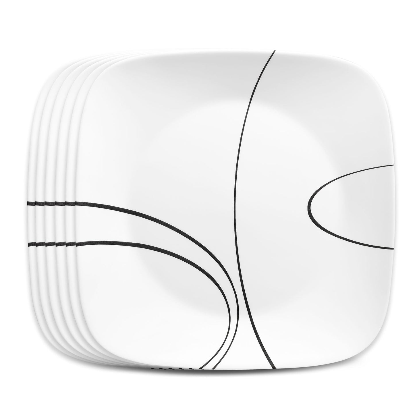 Corelle Square Simple Lines Dinner Plate Set, 6 Pack
