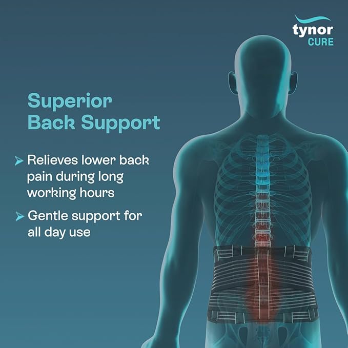 TYNOR Back Support Belt, Back Brace for Lower Back Pain,Breathable Lumbar Support Belt for Men & Women, Herniated Disc, Scoliosis & Lifting, Adjustable Straps with Lumbar Pad (XXL, Premium Black)
