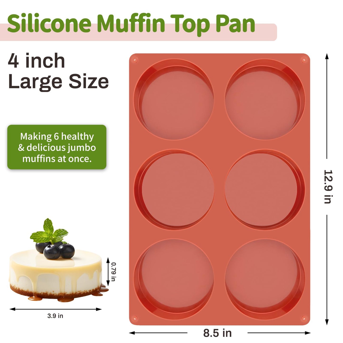 JOERSH Silicone Egg Bite Molds, 3 Inch, 2 Pack
