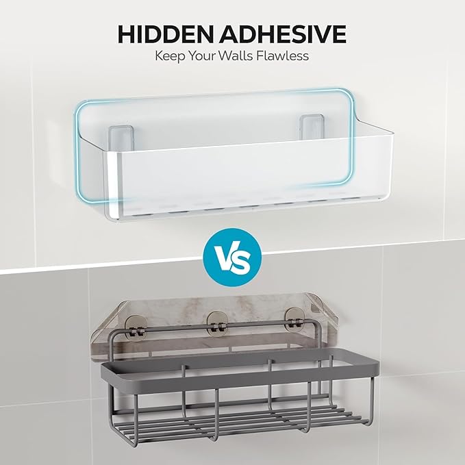 Nieifi Adhesive Wall Shelf, Shower Shelves 2 Pack, Shower Organizer for Bathroom Organization, Clear
