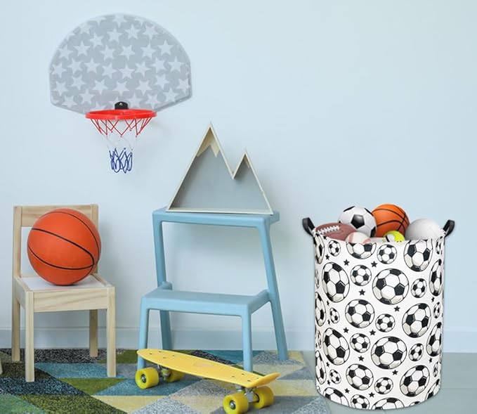 HIYAGON Kids Laundry hamper Baby Hamper for Nursery Boy and Girl Hamper Cute Kids Toys Storage Bin Organizer Soccer Room Decor for Home(Soccer)