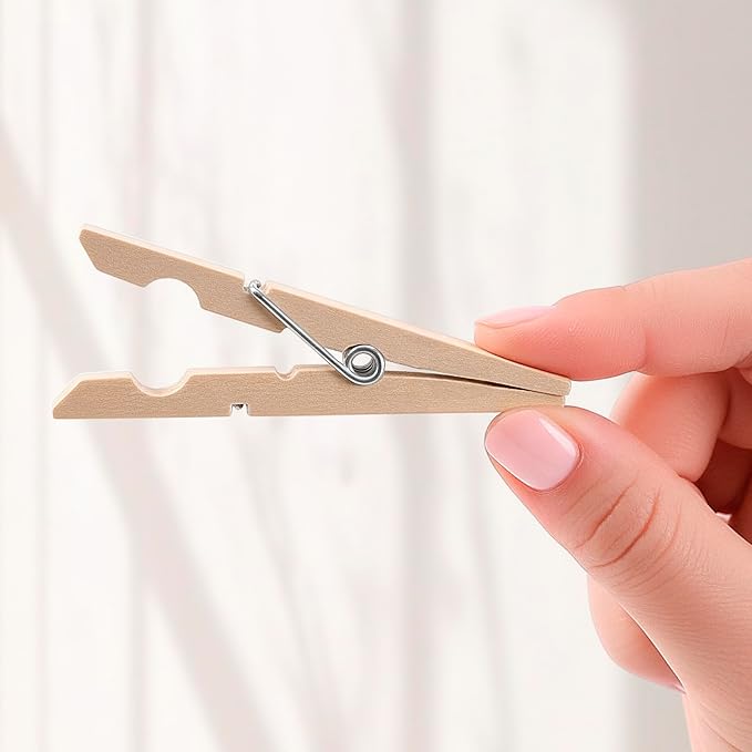 Zeno Clothes Pins Wooden – 50 Pack Wooden Clothespins 2.9 Inch with Rust-Resistant Coil, Natural Wood Clips for Laundry, Hanging Clothes, Crafts & DIY