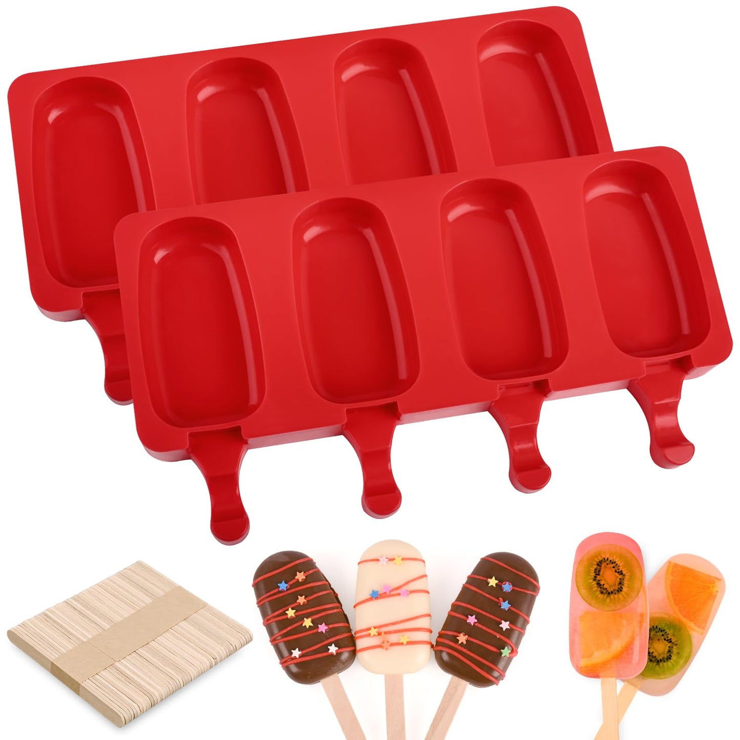 WMKGG Popsicle Silicone Molds Set, 2 PCS Ice Cream Molds