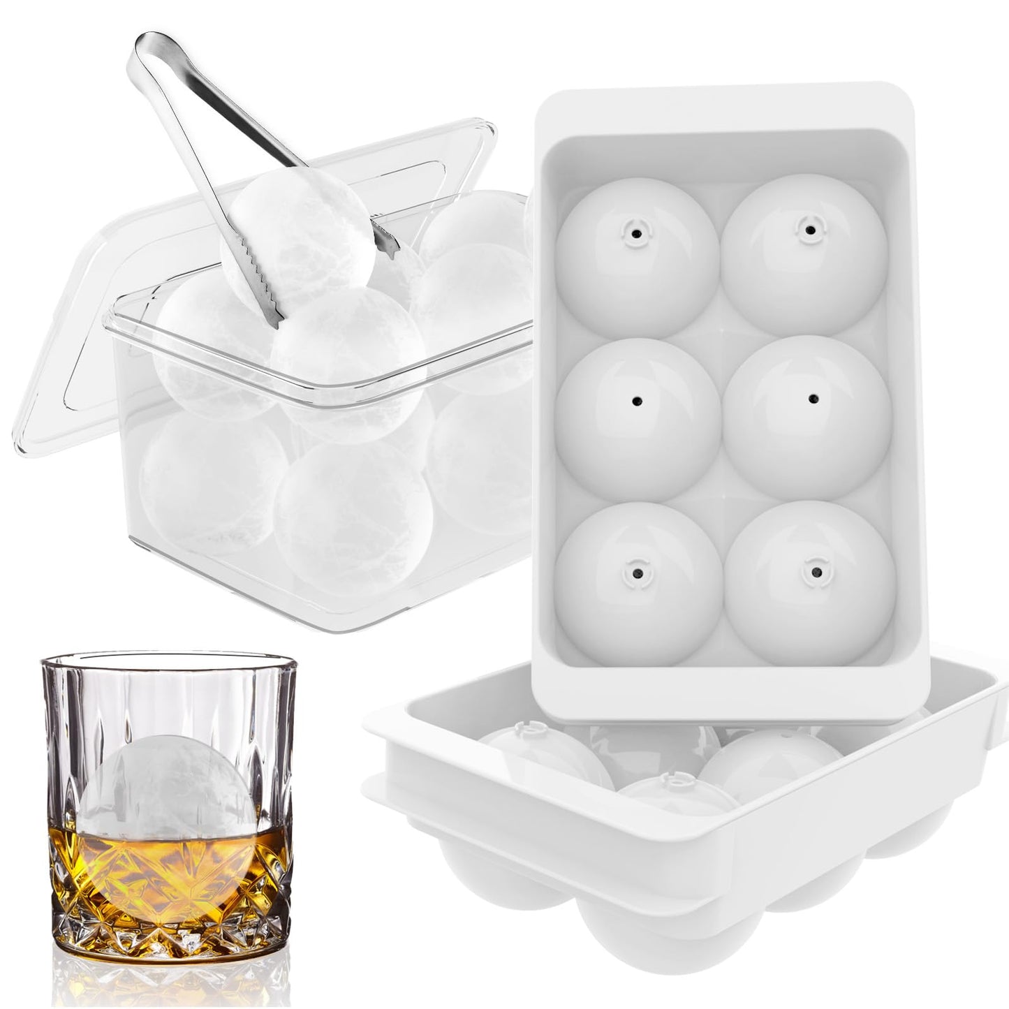 WIBIMEN 2.5-Inch Large Ice Cube Molds, 2-Pack Round Ice Ball Molds