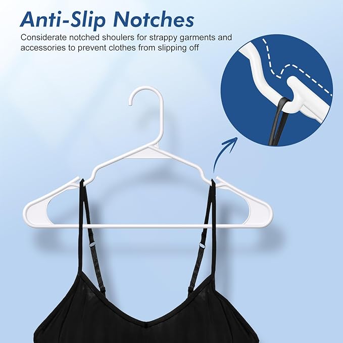 HOUSE DAY 500 Pack Plastic Clothes Hangers, Commercial Bulk Shipment for Business, Sturdy Durable Notched Hangers Ideal for Retail Dry Cleaners Warehouses, Save Cost & Warehouse Space - White