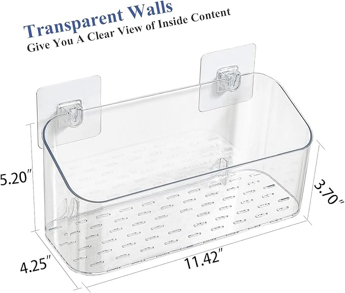 UNIKON Bath Toy Storage Holder Bathtub Toy Organizer, Large Capacity Shower Caddy for Bathroom, Clear, 2 Pack